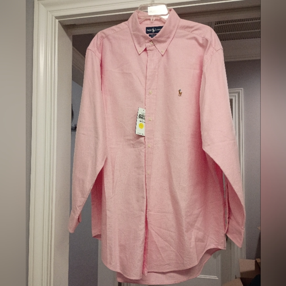 Ralph Lauren Yarmouth Men's Pink Cotton Button-Down Oxford Dress Shirt 16.5 - 33
